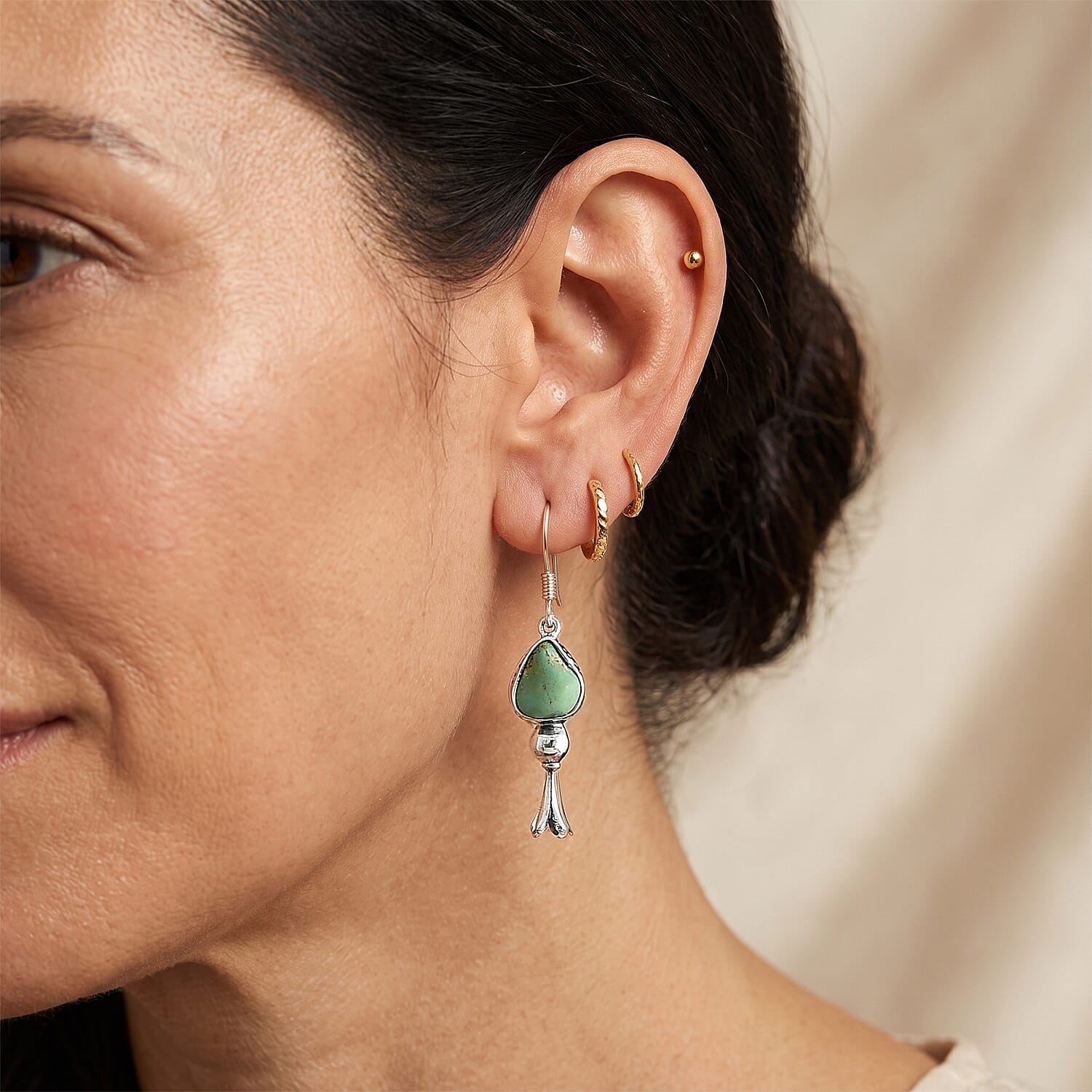 D'Joy Royal Hubei Blue Turquoise 4.80 ctw Earrings in Sterling Silver