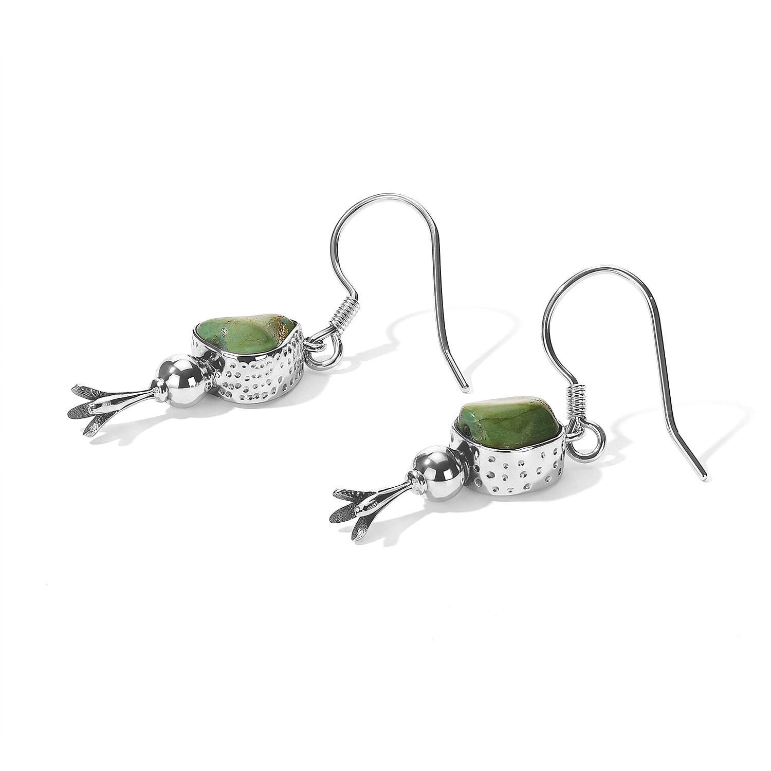 D'Joy Royal Hubei Blue Turquoise 4.80 ctw Earrings in Sterling Silver