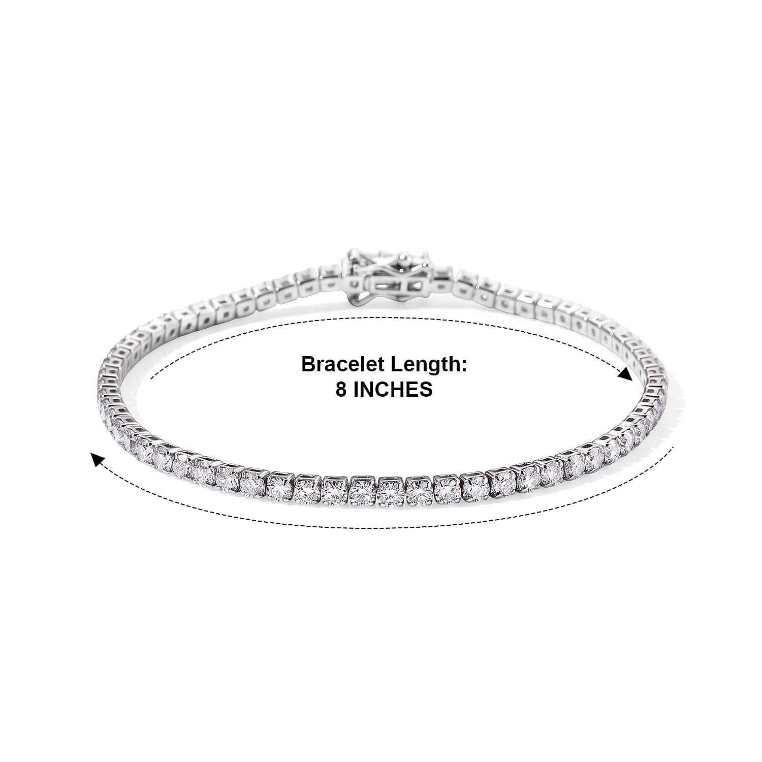 EverTrue Moissanite 6.75 ctw Forever Sparkle Tennis Bracelet in Platinum Bond (8.00 In)