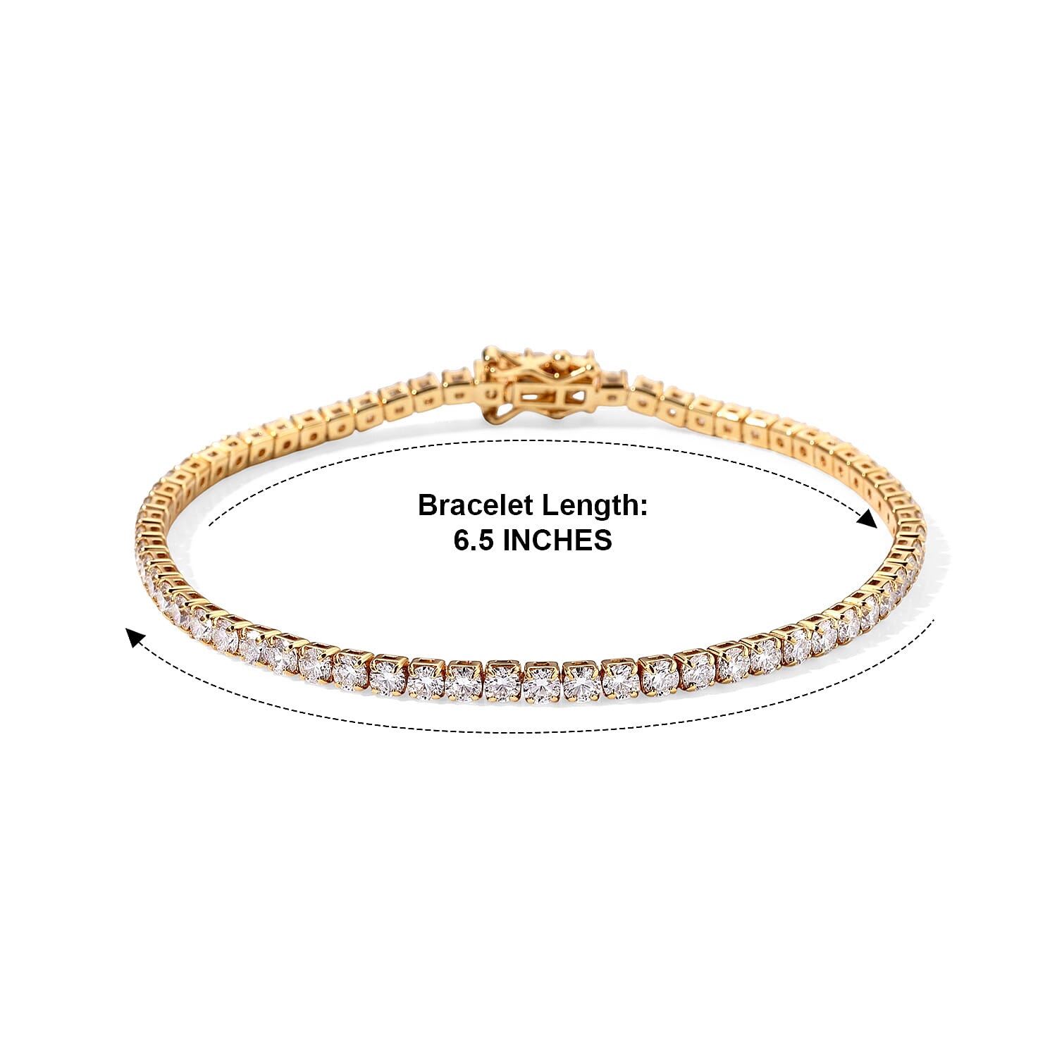 EverTrue Moissanite 5.50 ctw Forever Sparkle Tennis Bracelet in 18K YG Plated (6.50 In)