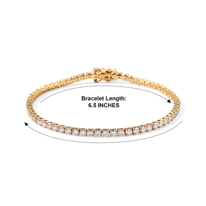 EverTrue Moissanite 5.50 ctw Forever Sparkle Tennis Bracelet in 18K YG Plated (6.50 In)