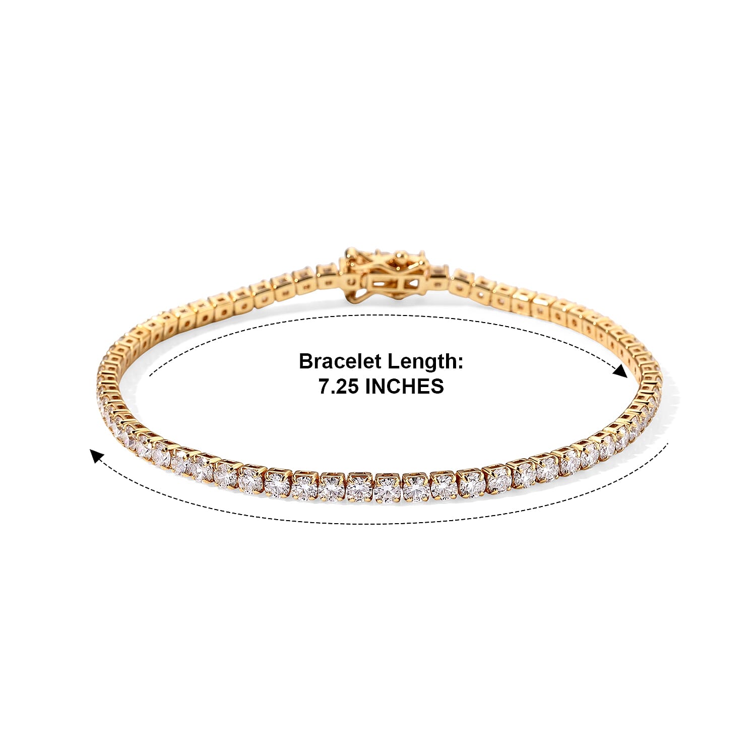 EverTrue Moissanite 6.15 ctw Forever Sparkle Tennis Bracelet in 18K YG Plated (7.25 In)
