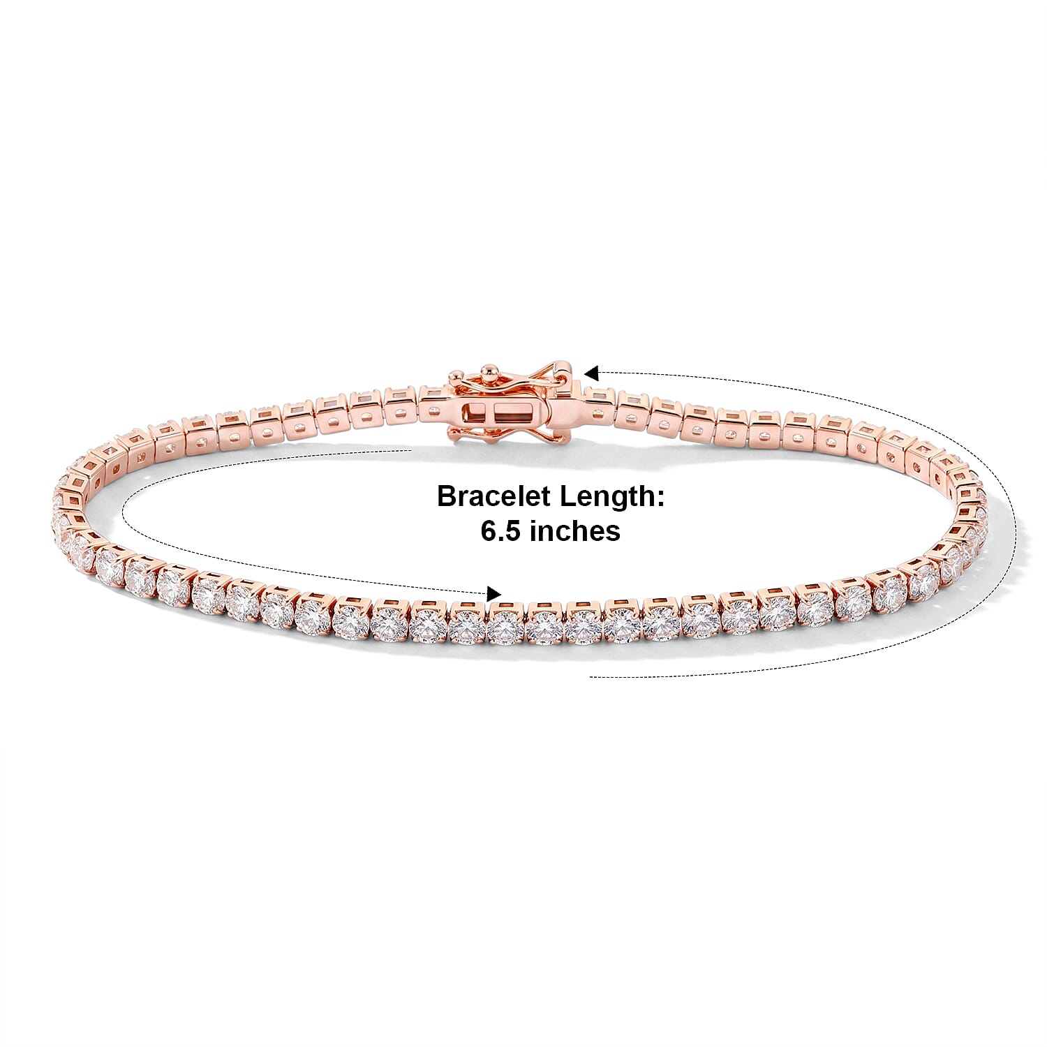 EverTrue Moissanite 5.50 ctw Forever Sparkle Tennis Bracelet in 18K RG Plated (6.50 In)