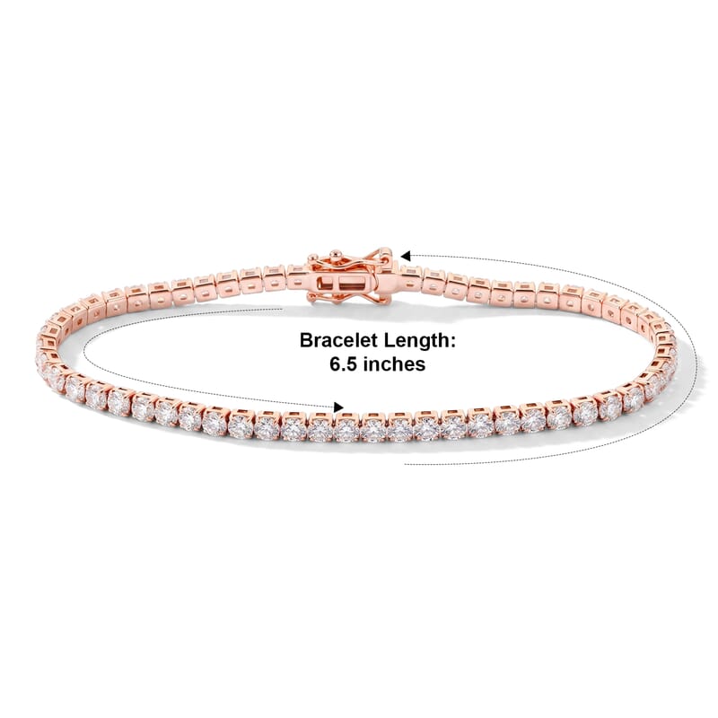 EverTrue Moissanite 5.50 ctw Forever Sparkle Tennis Bracelet in 18K RG Plated (6.50 In)