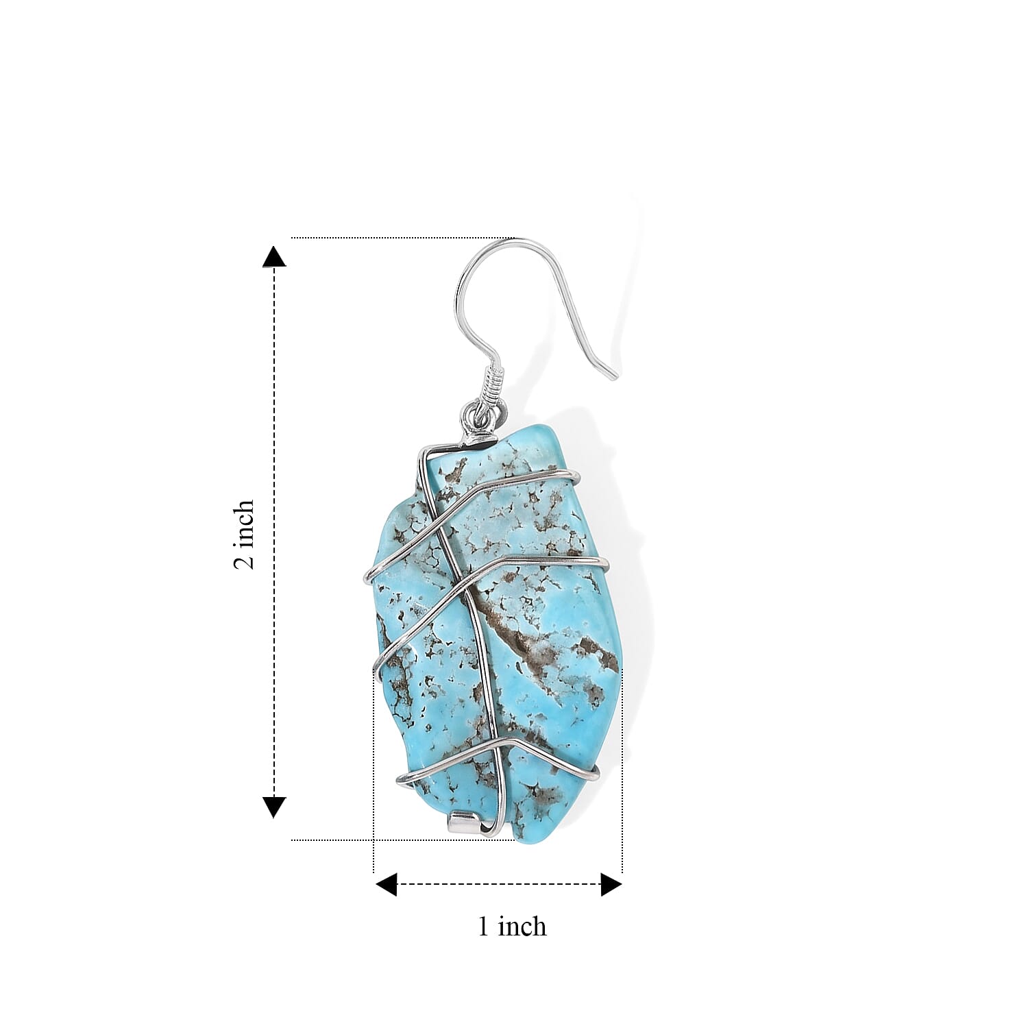D'Joy Artisan Crafted Royal Hubei Turquoise 70.35 ctw Earring in Sterling Silver