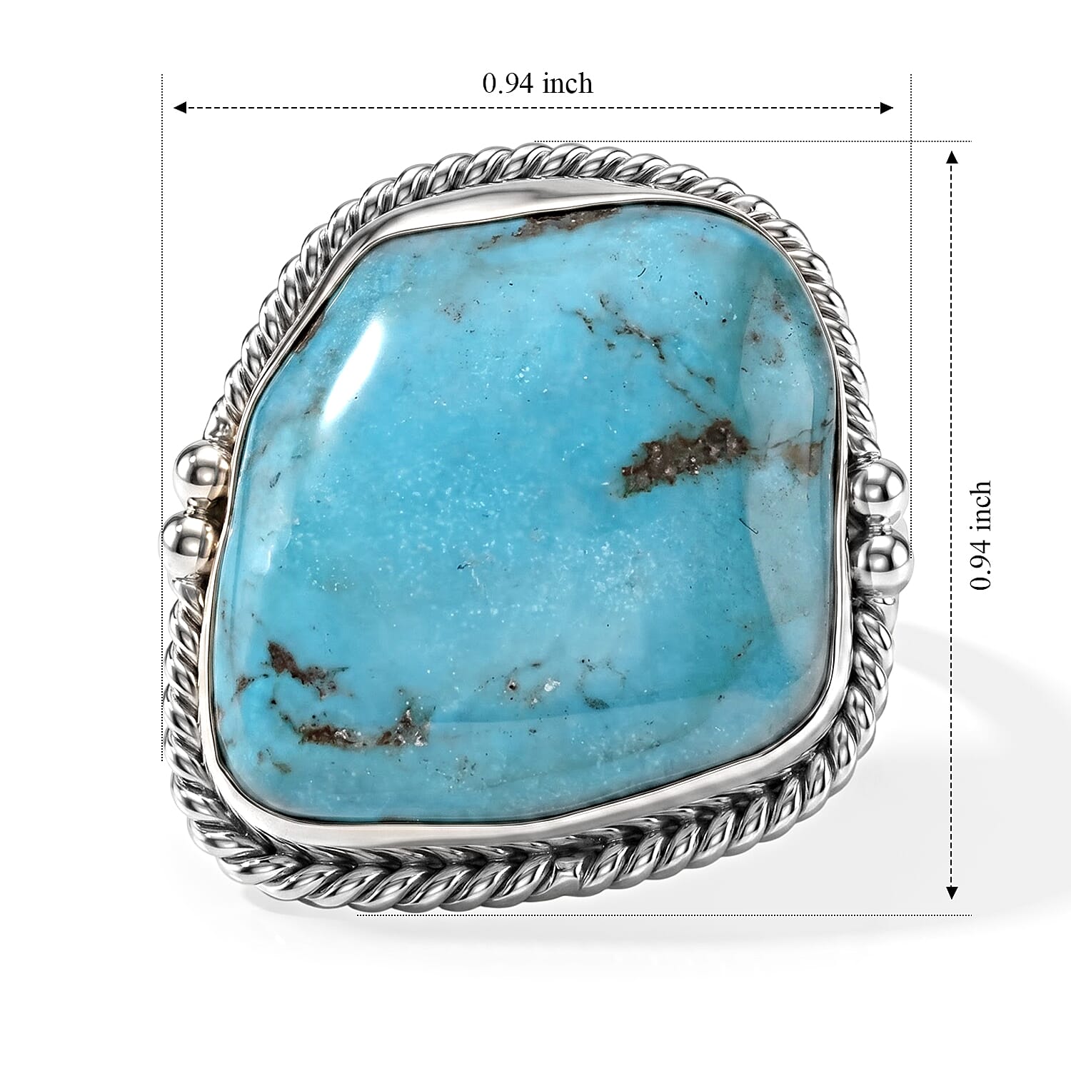 D'Joy Blue Turquoise 21.30 ctw Ring in Sterling Silver (Size 6.0)