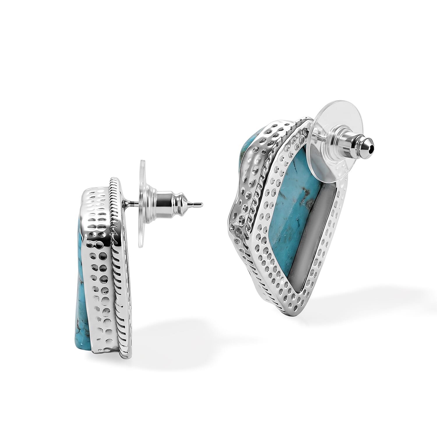 D'Joy Artisan Crafted Blue Turquoise Fancy Earring Sterling Silver 35.80 ctw