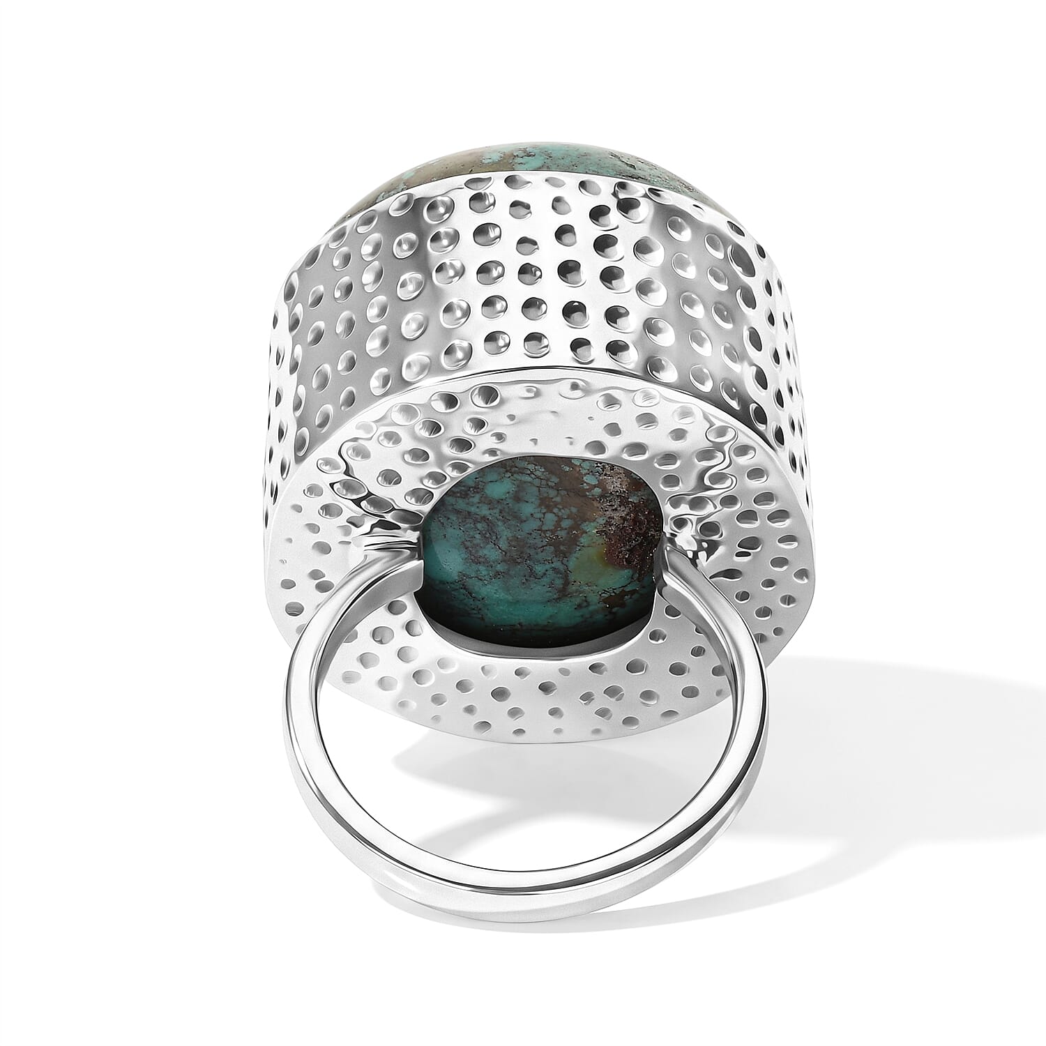D'Joy Artisan Crafted Royal Hubei Blue Turquoise 49.80 ctw Ring in Sterling Silver (Size 6.0)