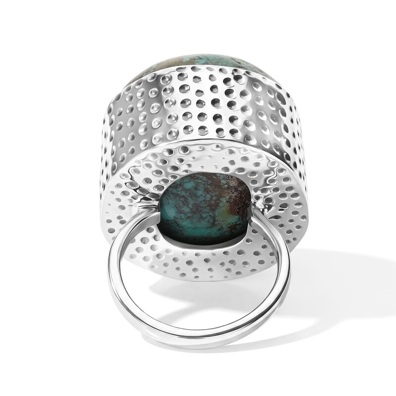 D'Joy Artisan Crafted Royal Hubei Blue Turquoise 49.80 ctw Ring in Sterling Silver (Size 6.0)