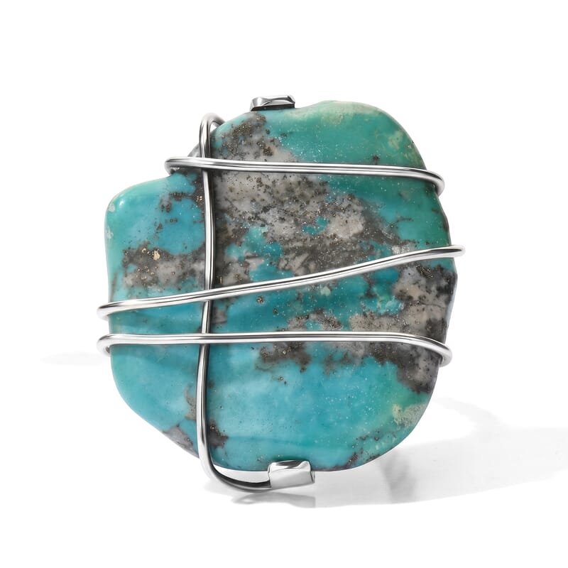 D'Joy Artisan Crafted Royal Hubei Blue Turquoise 30.90 ctw Ring in Sterling Silver (Size 6.0)
