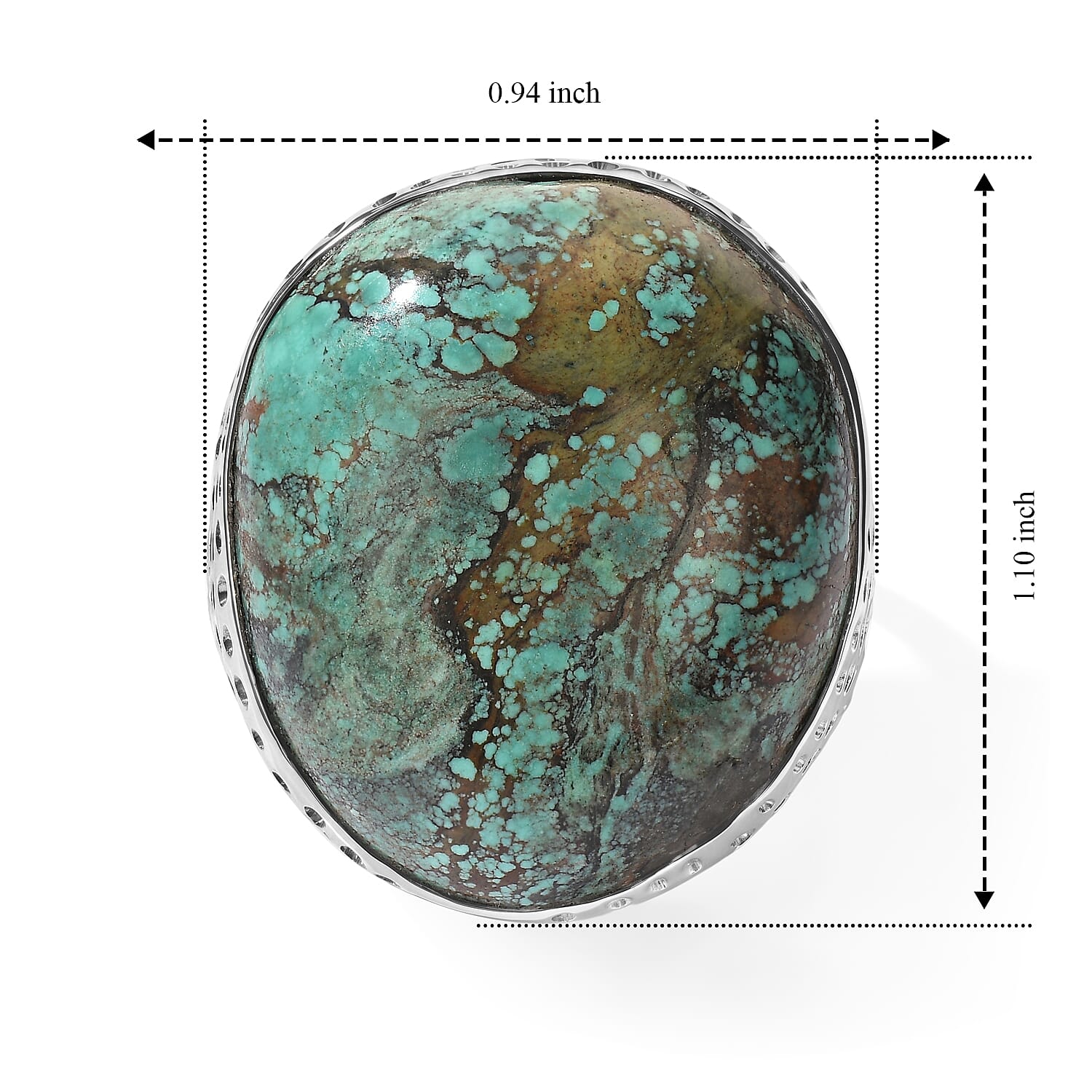 D'Joy Artisan Crafted Royal Hubei Blue Turquoise 49.80 ctw Ring in Sterling Silver (Size 7.0)