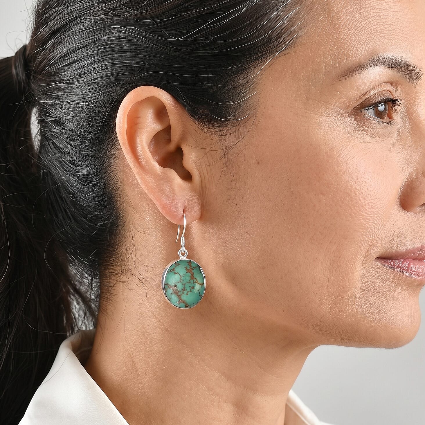D'Joy Artisan Crafted Royal Hubei Blue Turquoise 66.90 ctw Southwest Style Earrings in Sterling Silver
