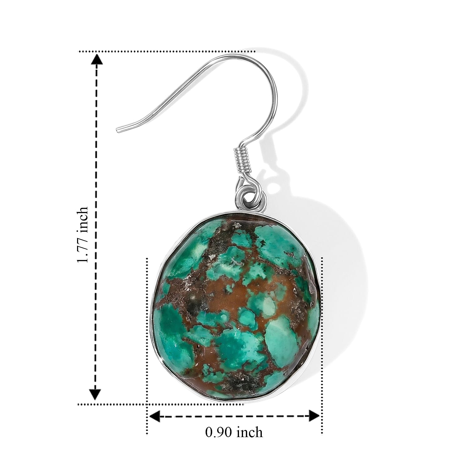 D'Joy Artisan Crafted Royal Hubei Blue Turquoise 66.90 ctw Southwest Style Earrings in Sterling Silver