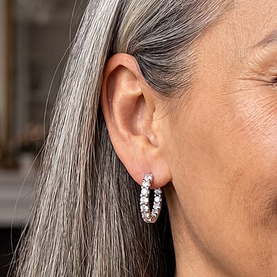 EverTrue Moissanite 2.90 ctw Hoop Earrings in Platinum Bond