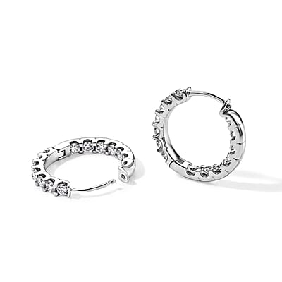 EverTrue Moissanite 2.90 ctw Hoop Earrings in Platinum Bond
