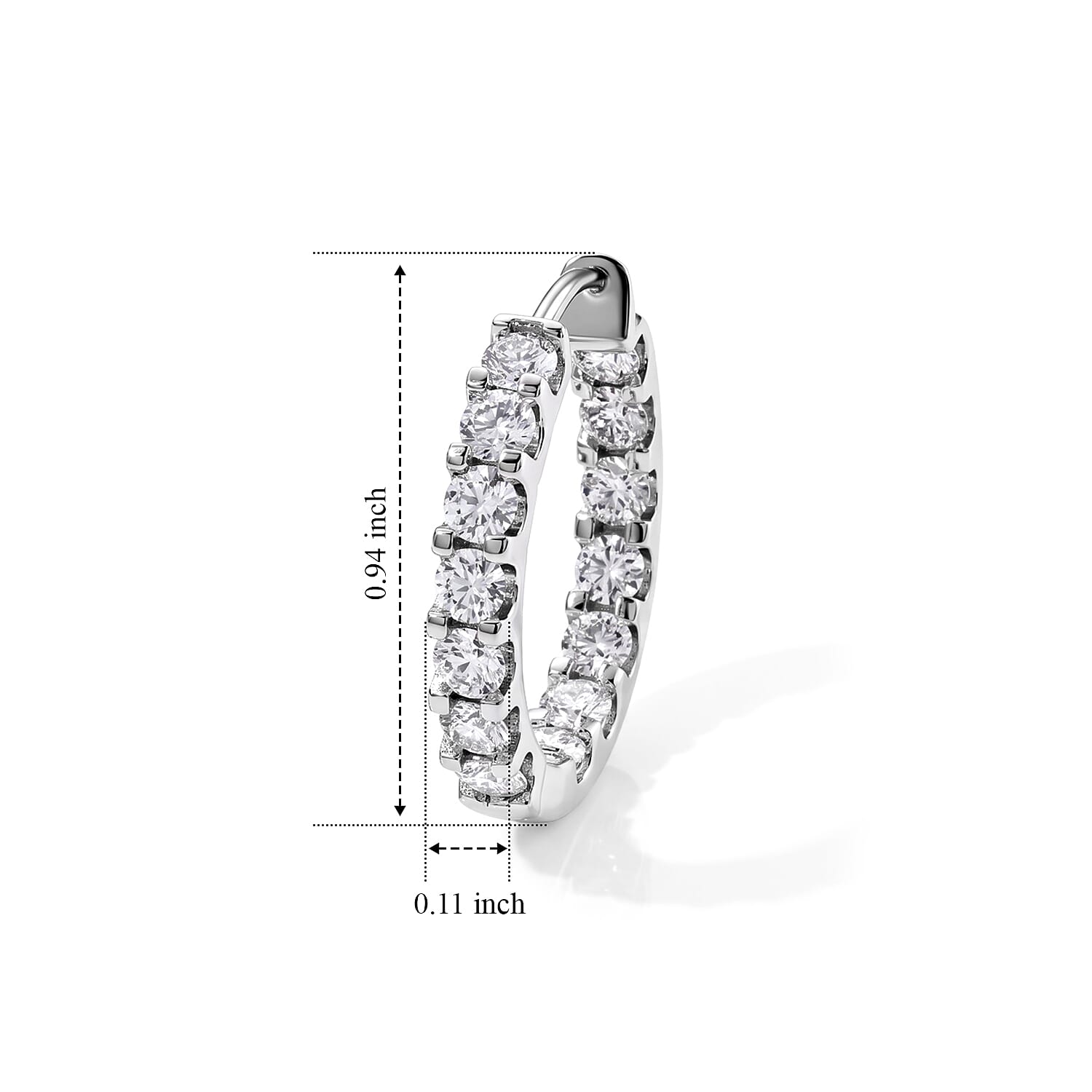 EverTrue Moissanite 2.90 ctw Hoop Earrings in Platinum Bond