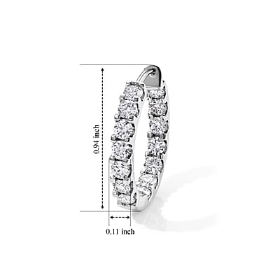 EverTrue Moissanite 2.90 ctw Hoop Earrings in Platinum Bond