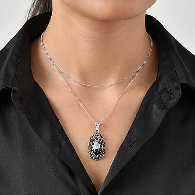 D'Joy Artisan Crafted White Buffalo 6.60 ctw Pendant without Chain in Sterling Silver