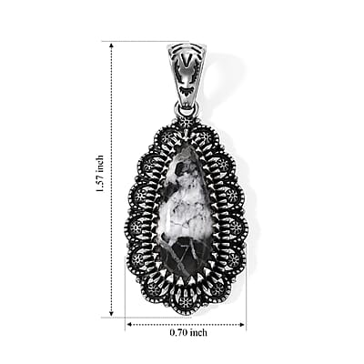 D'Joy Artisan Crafted White Buffalo 6.60 ctw Pendant without Chain in Sterling Silver