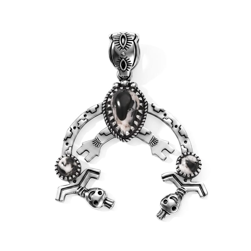 D'Joy Artisan Crafted Premium White Buffalo 2.20 ctw Desert Ceremony Pendant without Chain in Sterling Silver