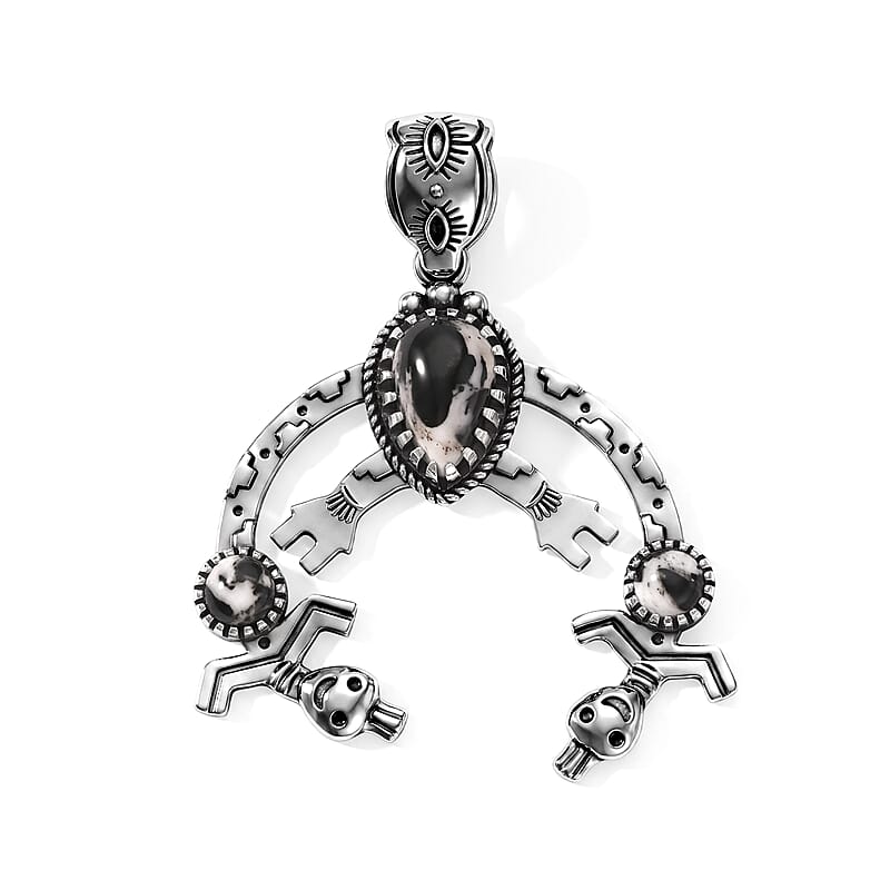 D'Joy Artisan Crafted White Buffalo 2.20 ctw Pendant without Chain in Sterling Silver