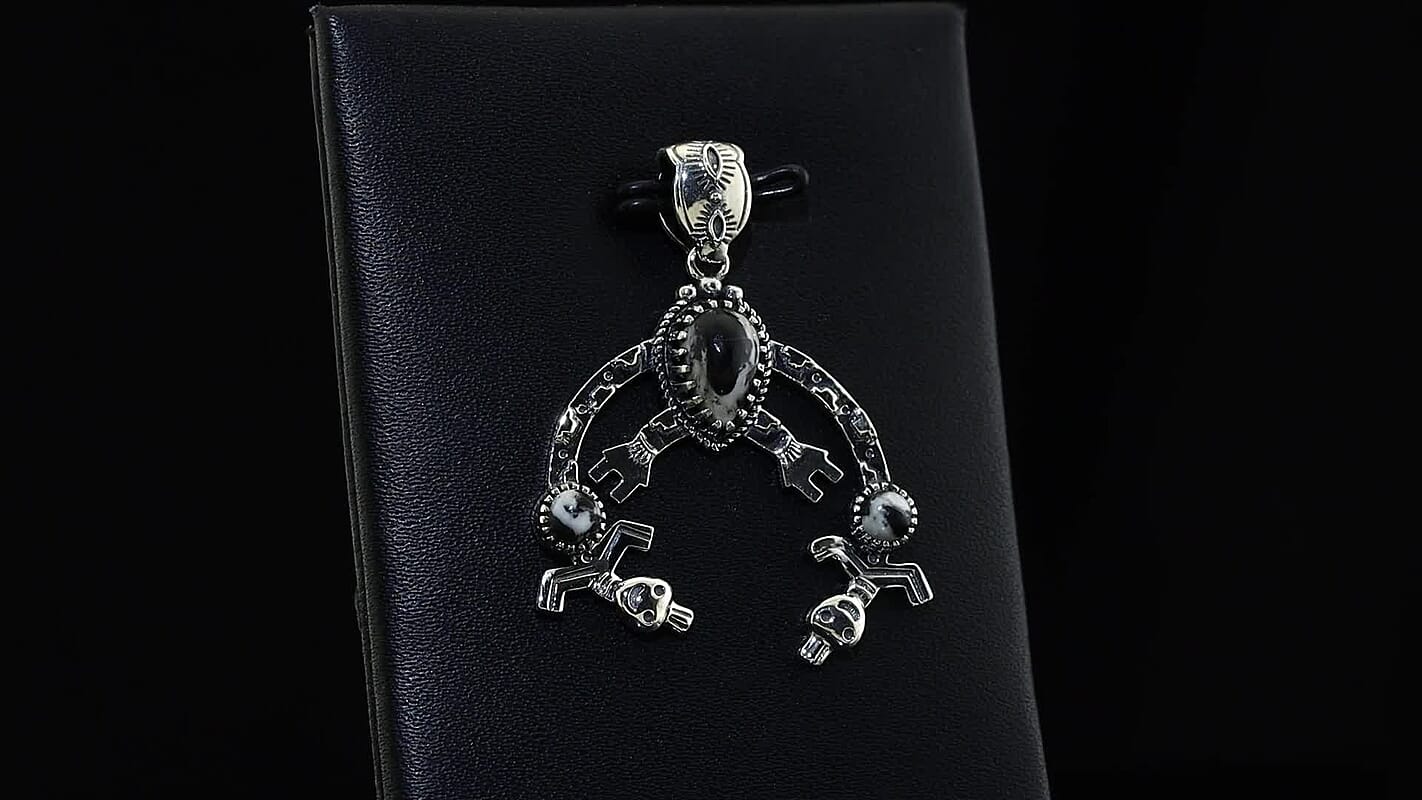 D''Joy Artisan Crafted White Buffalo 2.20 ctw Pendant without Chain in Sterling Silver