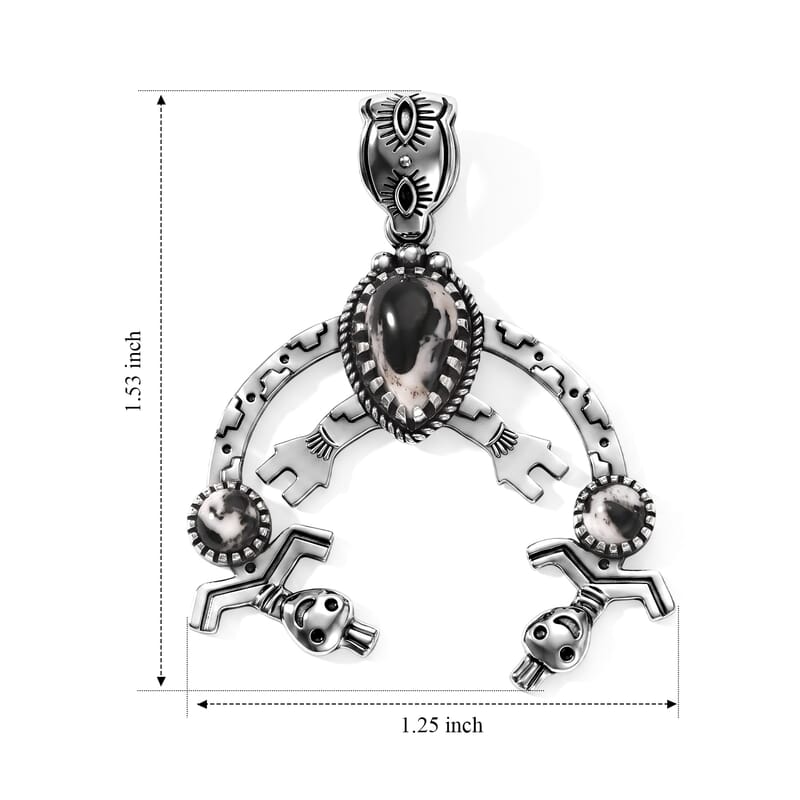 D'Joy Artisan Crafted Premium White Buffalo 2.20 ctw Desert Ceremony Pendant without Chain in Sterling Silver