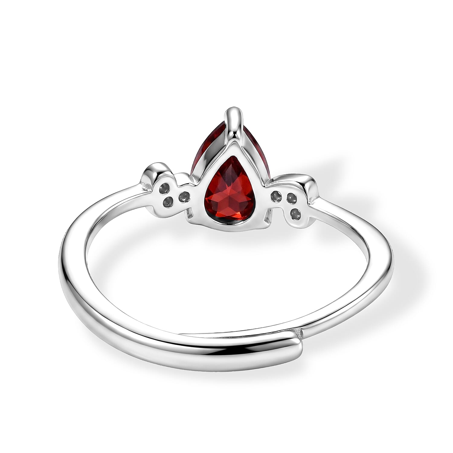 Mozambique Garnet and Simulated Diamond 4.00 ctw Ring (Adjustable) in Silvertone