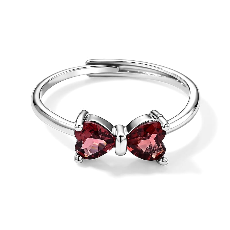 Mozambique Garnet 4.00 ctw Butterfly Ring (Adjustable) in Silvertone