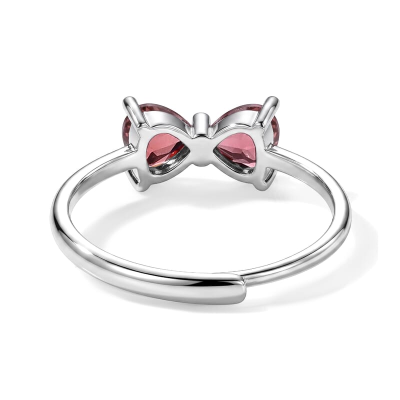 Mozambique Garnet 4.00 ctw Butterfly Ring (Adjustable) in Silvertone