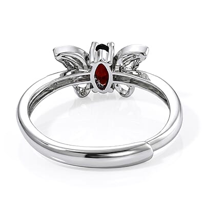 Mozambique Garnet 5.00 ctw Butterfly Ring (Adjustable) in Silvertone