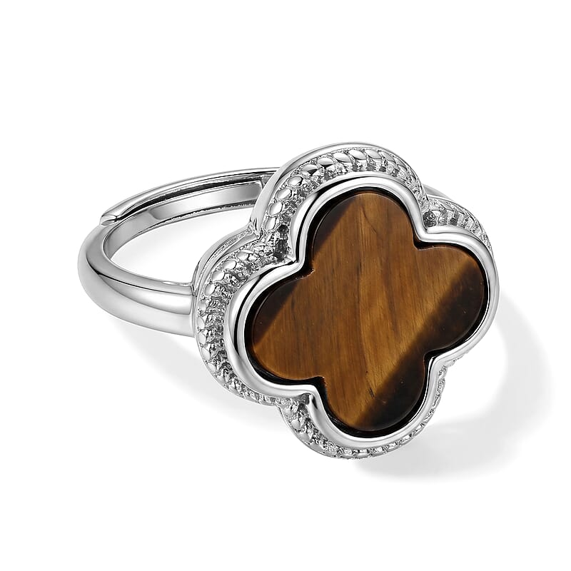 Tigers Eye 8.00 ctw Ring (Adjustable) in Silvertone