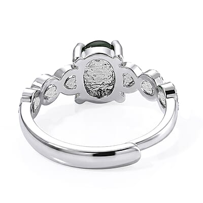 Green Jade 6.00 ctw Ring (Adjustable) in Silvertone