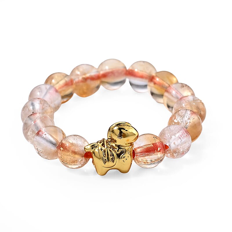 Brazilian Citrine 10.00 ctw Beaded Ring in Goldtone (Adjustable)