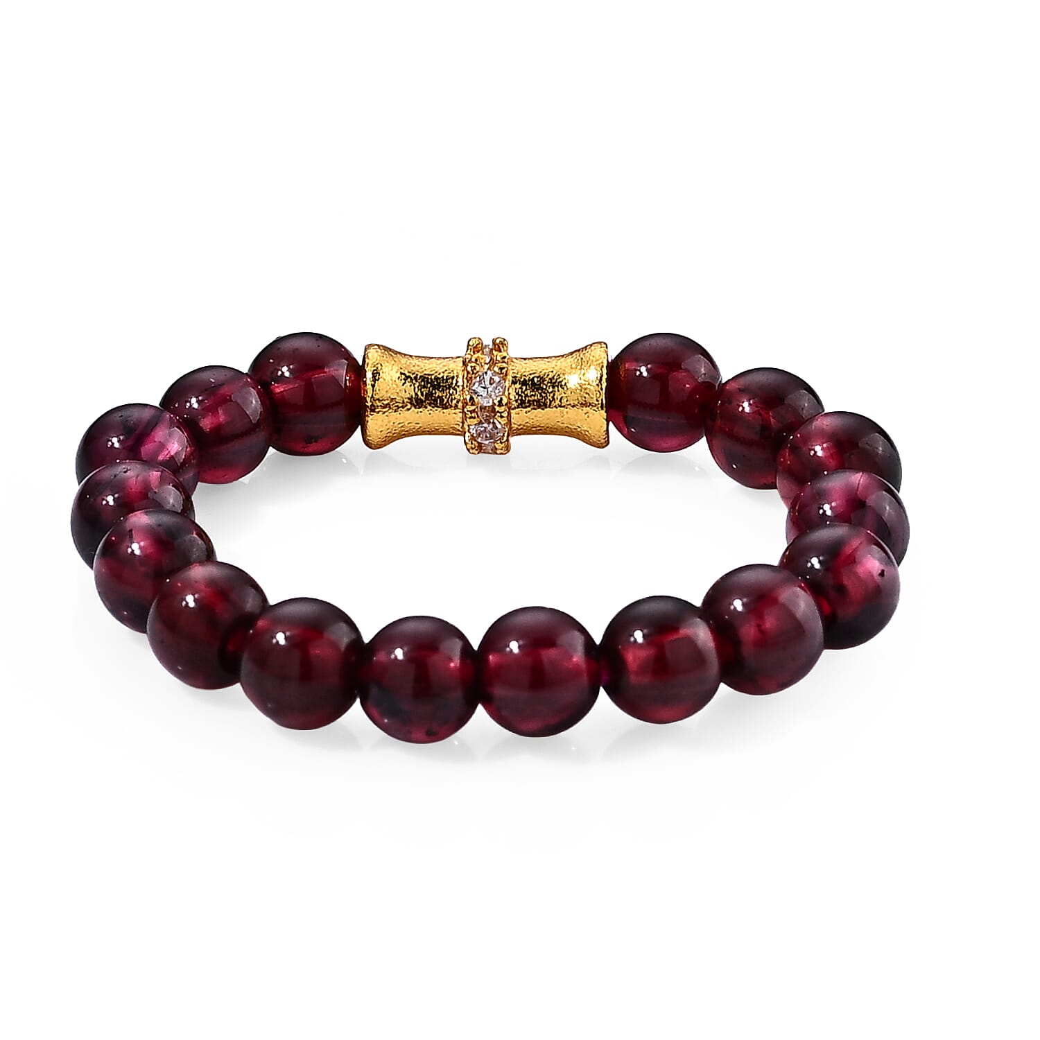 Red Garnet 10.00 ctw Beaded Ring in Goldtone (Adjustable)