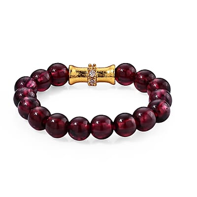 Red Garnet 10.00 ctw Beaded Ring in Goldtone (Adjustable)