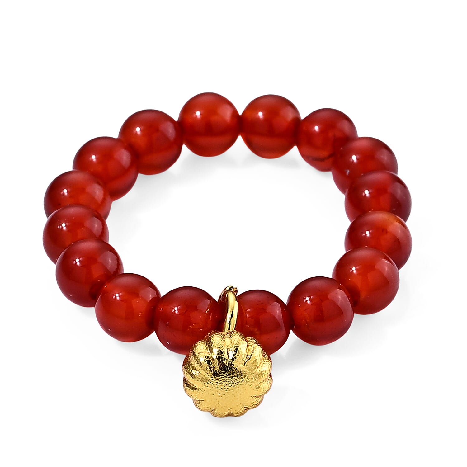 Red Agate 10.00 ctw Beaded Ring in Goldtone (Adjustable)