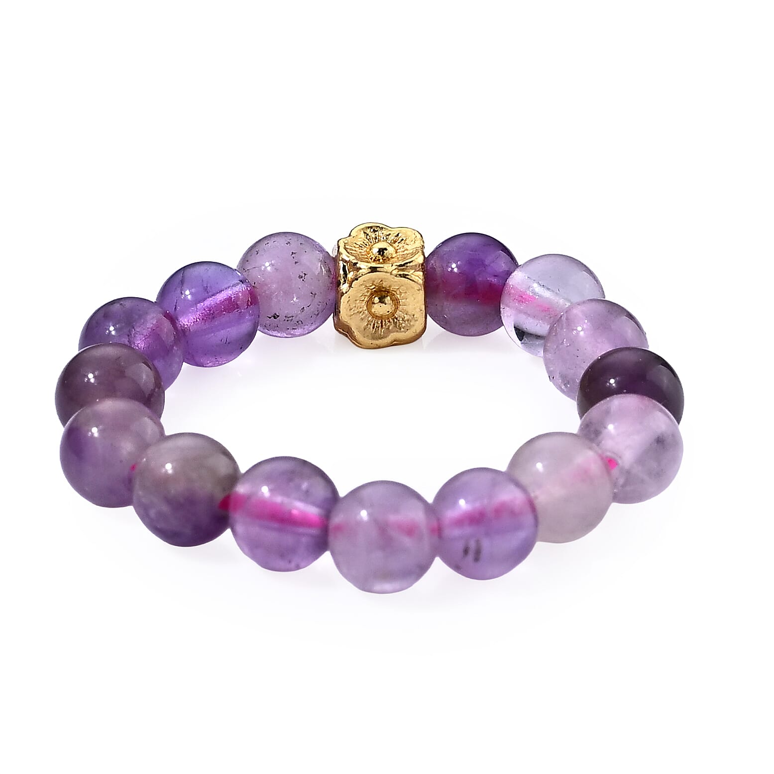 African Amethyst 10.00 ctw Beaded Ring in Goldtone (Adjustable)