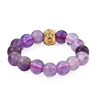 African Amethyst 10.00 ctw Beaded Ring in Goldtone (Adjustable)