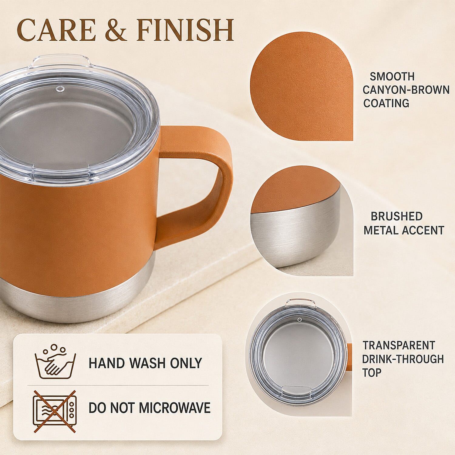 Closeout The Memory Company Brown Canyon Lowball with Handle Stainless Steel 12oz