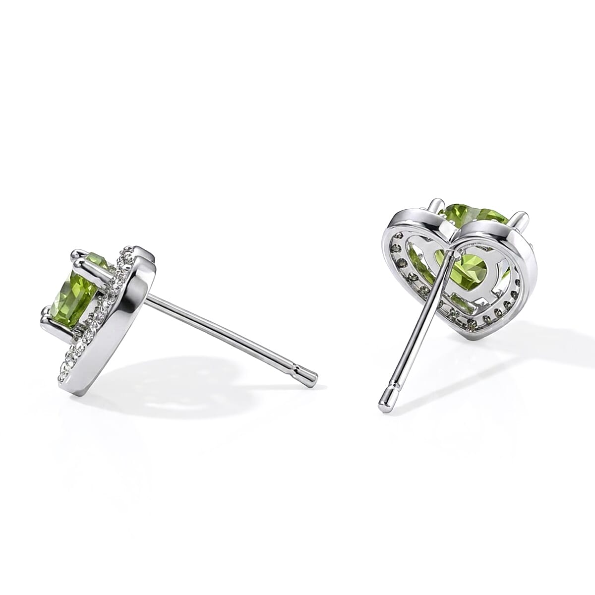Hebei Peridot and Simulated Diamond 5.00 ctw Earrings in Silvertone