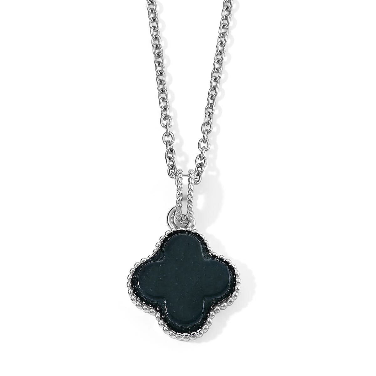 Natural Jadeite 10.00 ctw Pendant in Silvetone with Stainless Steel Necklace 20 Inches