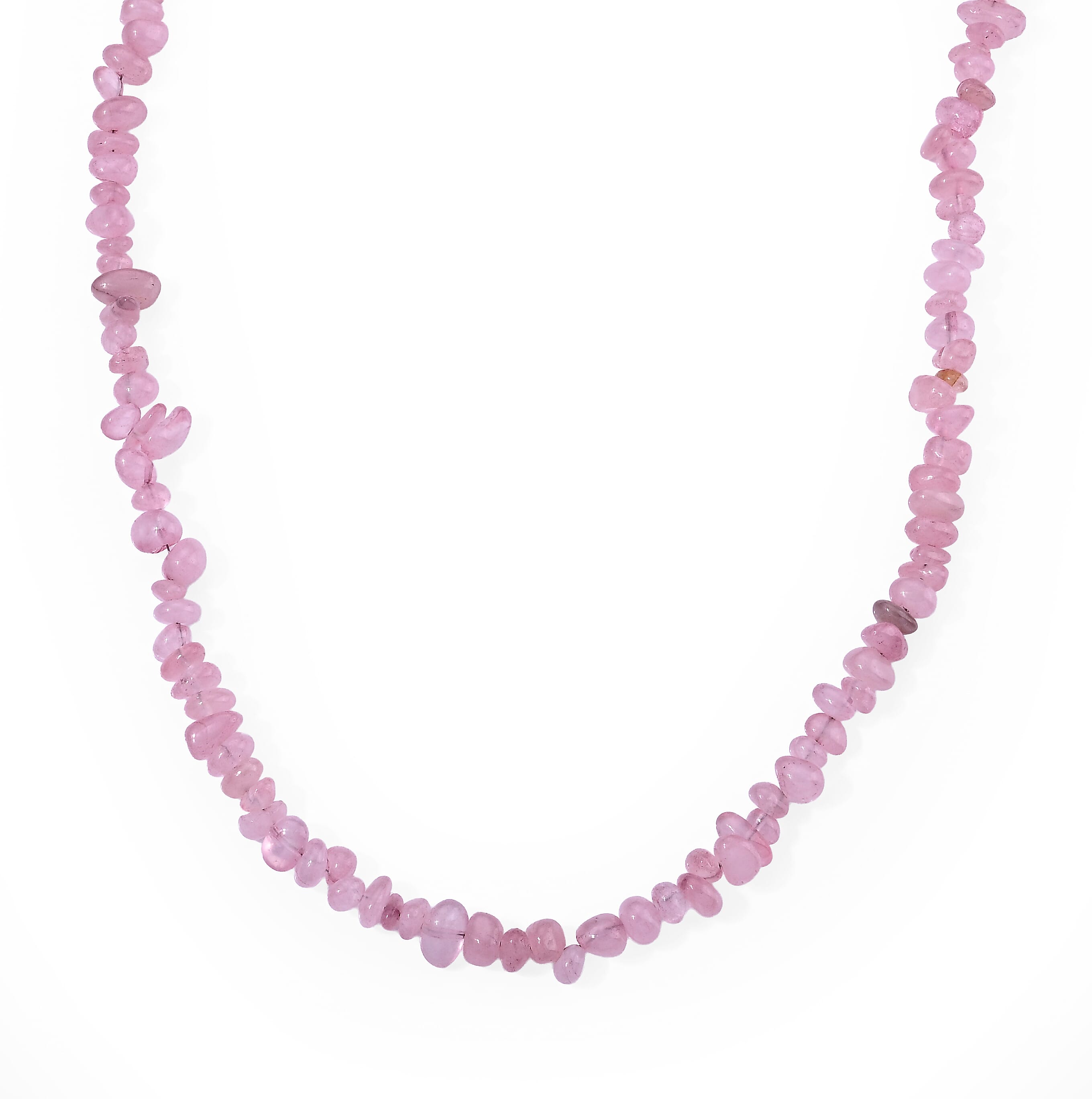 Rose Quartz 150.00 ctw Chips Necklace in Goldtone (16-18 Inches)