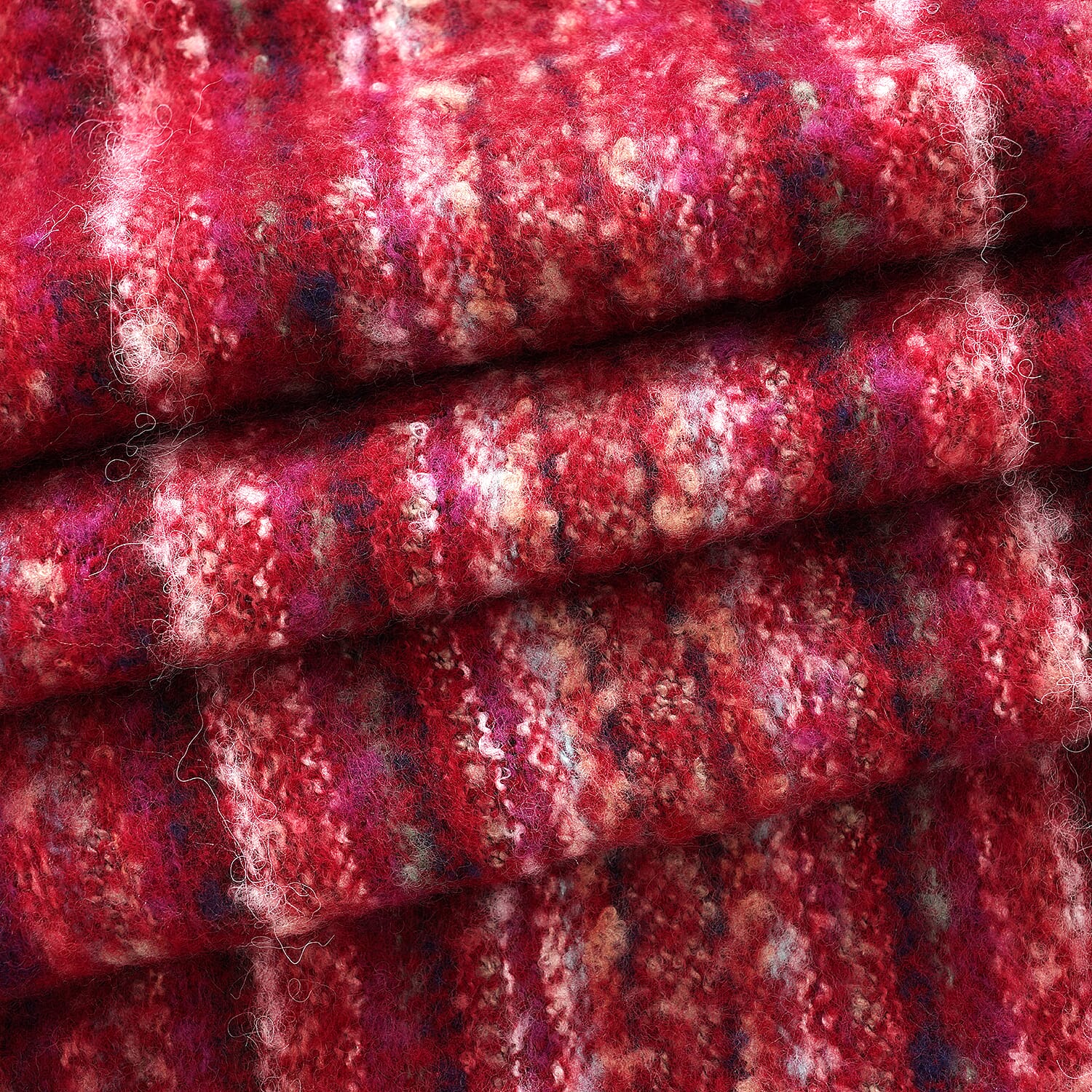 La Marey Red Striped Pattern Shawl