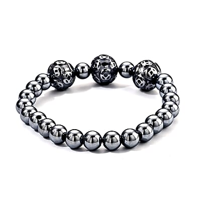 Terahertz 80.00 ctw Round Carved Beaded Stretch Bracelet