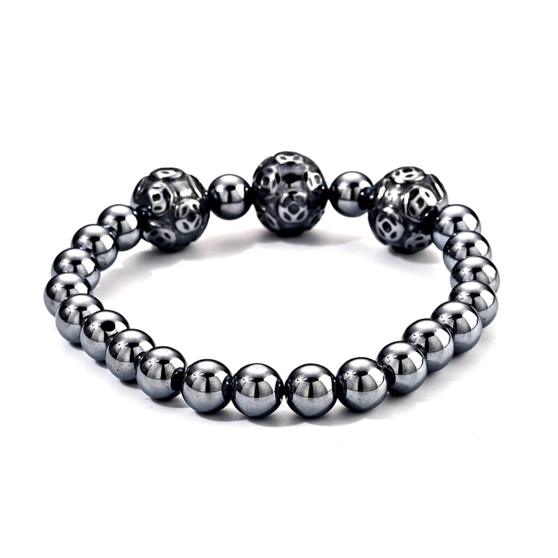 Terahertz 80.00 ctw Round Carved Beaded Stretch Bracelet