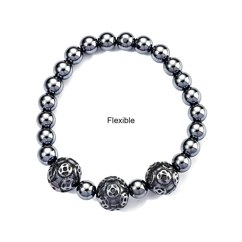 Terahertz 80.00 ctw Round Carved Beaded Stretch Bracelet