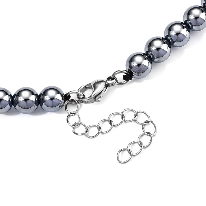 Terahertz 280.00 ctw Round Carved Beaded Necklace in Stainless Steel 18-20 Inches