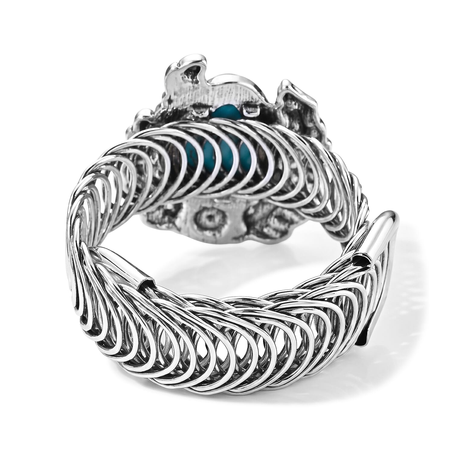 Blue Howlite 15.00 ctw Bangle Bracelet in Silvertone (6-8In)