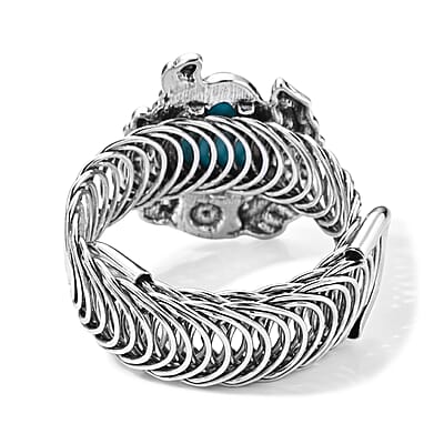 Blue Howlite 15.00 ctw Bangle Bracelet in Silvertone (6-8In)
